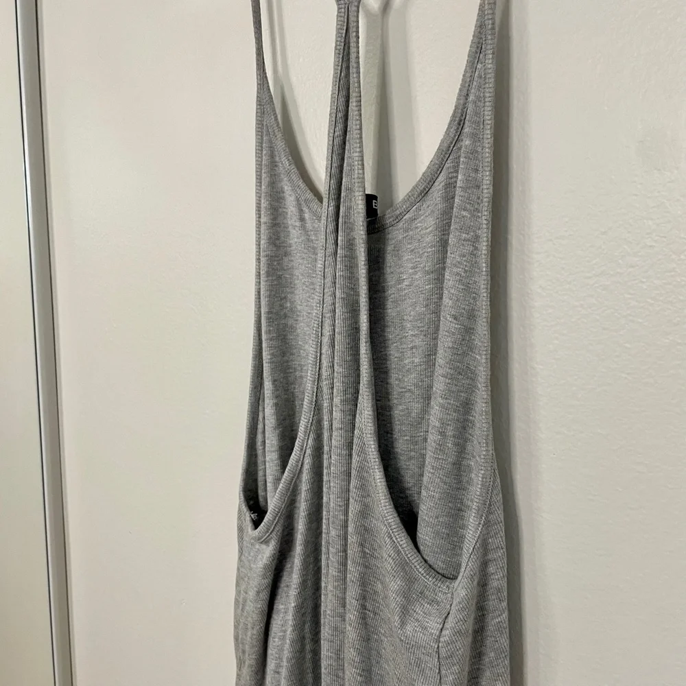 Grey Ribbed Racerback Tank Dress - Picture 14 of 15